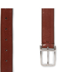 Brunello Cucinelli 3cm Brown Cross Hatch Woven Leather Belt