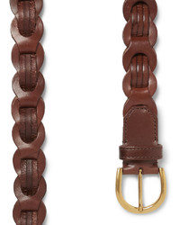 Tom Ford 3cm Brown Woven Polished Leather Belt