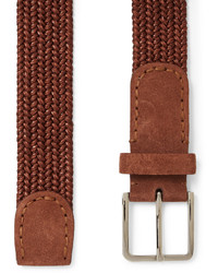Loro Piana Brick 45cm Leather And Suede Trimmed Woven Belt