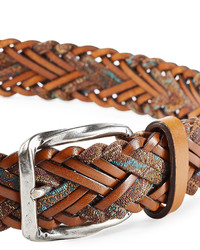 Etro Woven Leather And Cotton Belt