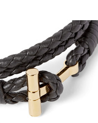Tom Ford Woven Leather And Gold Plated Wrap Bracelet