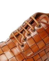 Santoni Hand Woven Leather Derby Lace Up Shoes
