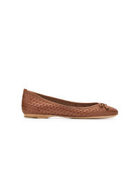 Brown Woven Leather Flats