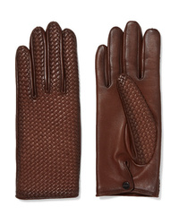 Brown Woven Leather Gloves