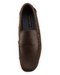 Robert Wayne Andy Woven Leather Loafer Dark Brown