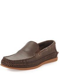 Robert Wayne Andy Woven Leather Loafer Dark Brown