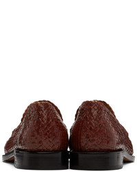 Marni Brown Woven Leather Loafers