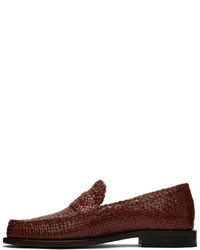 Marni Brown Woven Leather Loafers