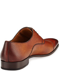 Magnanni For Neiman Marcus Woven Leather Lace Up Loafer Brown