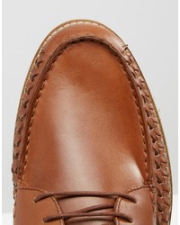 Frank Wright Woven Loafers In Tan Leather