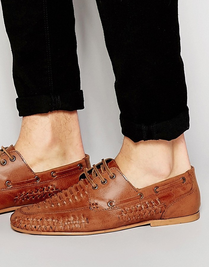 leather woven loafers mens