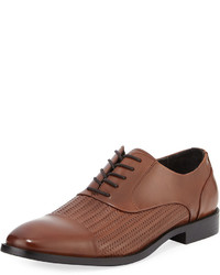 Kenneth Cole Ticket Home Woven Leather Oxford Brown
