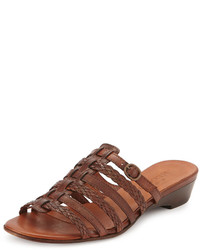 Brown Woven Leather Sandals