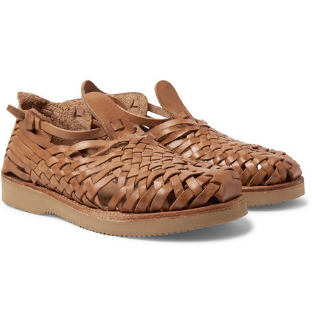 Mens Tan Sandals Mexican Huarache Real Leather Handmade Woven Open Toe |  eBay