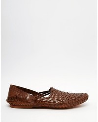 Asos Woven Sandals In Leather