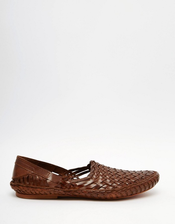 Asos Woven Sandals In Leather, $57 | Asos | Lookastic