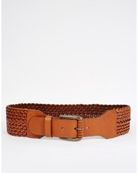 Brown Woven Leather Waist Belt