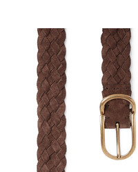 Brunello Cucinelli 35cm Brown Woven Suede Belt