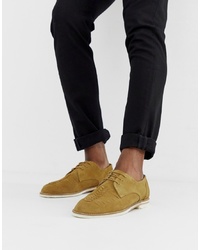 H By Hudson Chatra Woven Lace Up Shoes In Camel Suede