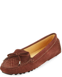 Neiman Marcus Bruna Woven Suede Loafer Cafe