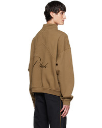 Rhude Brown Half Zip Sweatshirt