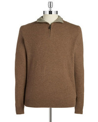 Black Brown 1826 Cashmere Quarter Zip Knit Pullover