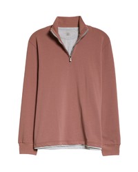Eleventy Layered Quarter Zip Pullover In Dusty Pink Light Grey At Nordstrom
