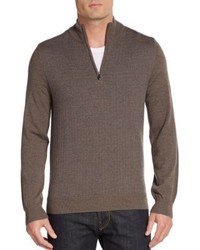 Saks Fifth Avenue Dotted Merino Wool Zip Sweater
