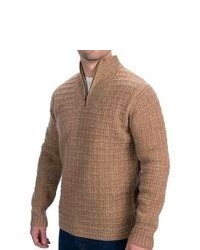 Woolrich Utility Sweater Lambswool Zip Neck Natural Marl
