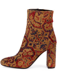 Saint Laurent Babies Tapestry 95mm Ankle Boot Red