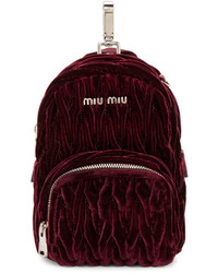 Miu Miu Burgundy Velvet Matelass Backpack