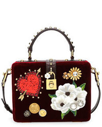 Dolce & Gabbana Dolce Heart Flower Shoulder Bag Dark Red