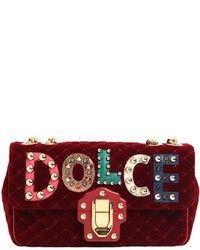 Dolce & Gabbana Medium Lucia Velvet Bag W Logo Patches
