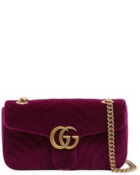 Gucci Small Gg Marmont 20 Velvet Shoulder Bag