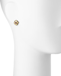 Konstantino Artemis Beaded Round Rhodolite Stud Earrings