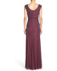 Adrianna Papell Beaded Mesh Gown