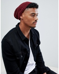ASOS DESIGN Asos Slouchy Beanie In Burgundy Recycled Polyester