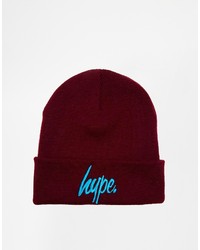 Hype Burgundy And Cyan Embroidered Beanie Hat