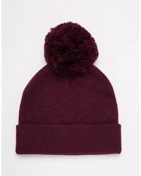 Asos Collection Short Turn Up Beanie With Pom