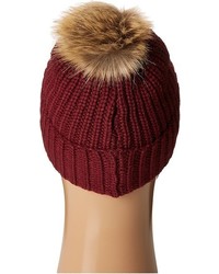Tommy Hilfiger Ribbed Cuff Hat With Faux Fur Pom Caps