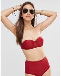South Beach Mix Match Red Bandeau Bikini Top, $22 | Asos | Lookastic