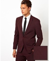 Asos Skinny Fit Suit Jacket In Burgundy, $28 | Asos | Lookastic