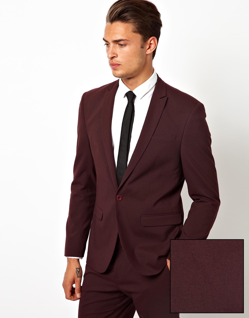Asos Skinny Fit Suit Jacket In Burgundy | Where to buy & how to wear