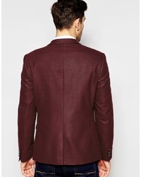 Asos Brand Slim Suit Jacket In Burgundy