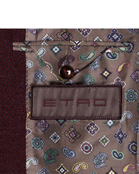 Etro Burgundy Wool And Cotton Blend Chenille Blazer