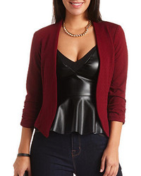Charlotte Russe Textured Open Front Cropped Blazer