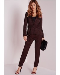 Missguided Fitted Blazer Coord With Flap Pockets Burgundy