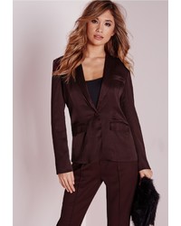 Missguided Fitted Blazer Coord With Flap Pockets Burgundy