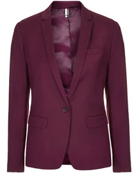 Topshop Premium Tailored Suit Blazer In Oxblood 71% Polyester 26% Viscose 3% Elastane Dry Clean Only