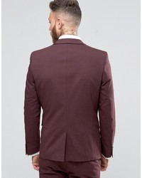 Asos Skinny Suit Jacket In Burgundy